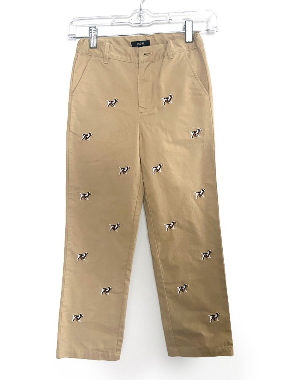 Pedal Kidswear Boys Size 7 Khaki Chino Pants Embroidered Dog Preppy Country Club